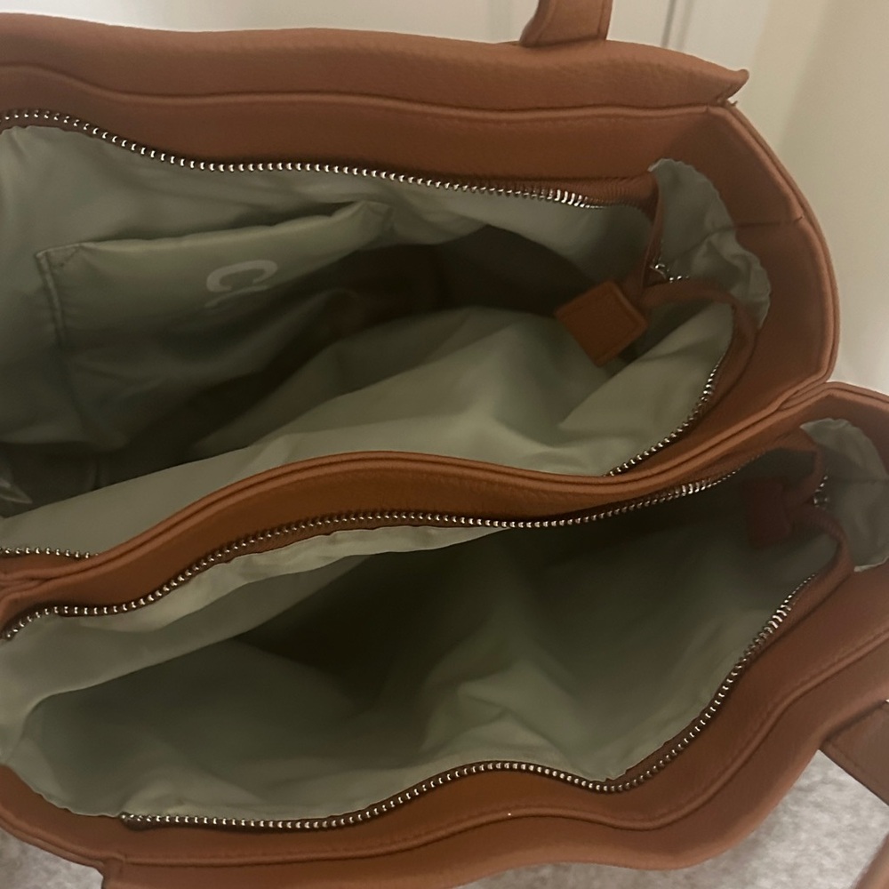 COLAB Tan Pebbled Vegan Leather Tote with Double Straps - Picture 8 of 16